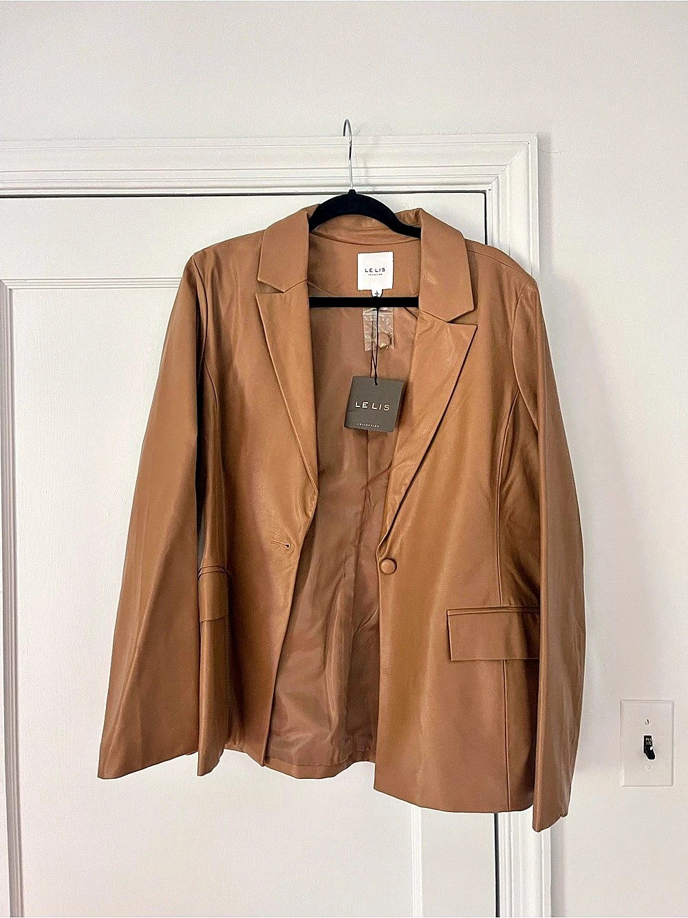 LE LIS Brown Leather Blazer NWT
